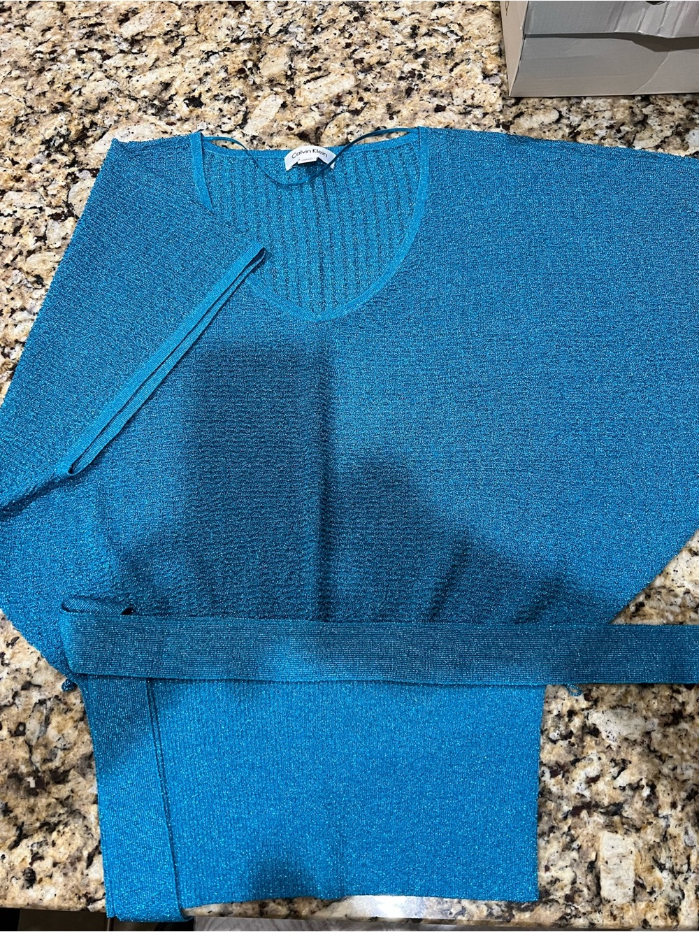 Calvin Klein Teal V-Neck Knit Sweater